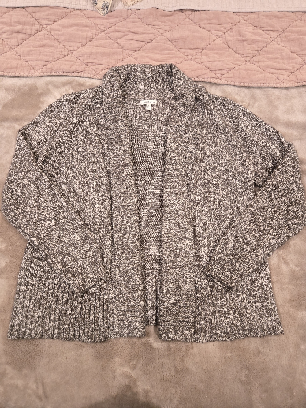 croft & barrow Marled Open-Front Gray Cardigan